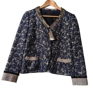 NWOT Marc Jacobs Wool Silk Floral Brocade Jacquard Sequin Print Blazer Jacket 8